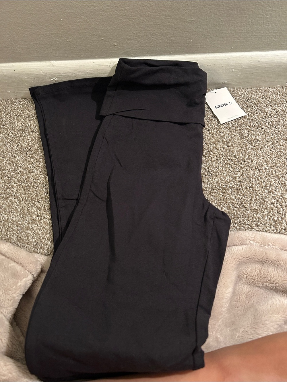 Forever 21 Black Fold-Over Waist Leggings